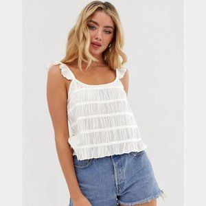 Asos Sheer Smocked Ruffle Top